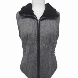 lilly Grey Wool vest with Rabbit hair